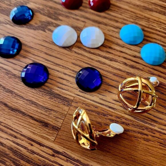 JOAN RIVERS Gold Cage Cabochon Comfort Clip Earrings, 5 Colors! TIMELESS CHIC! - Picture 5 of 10
